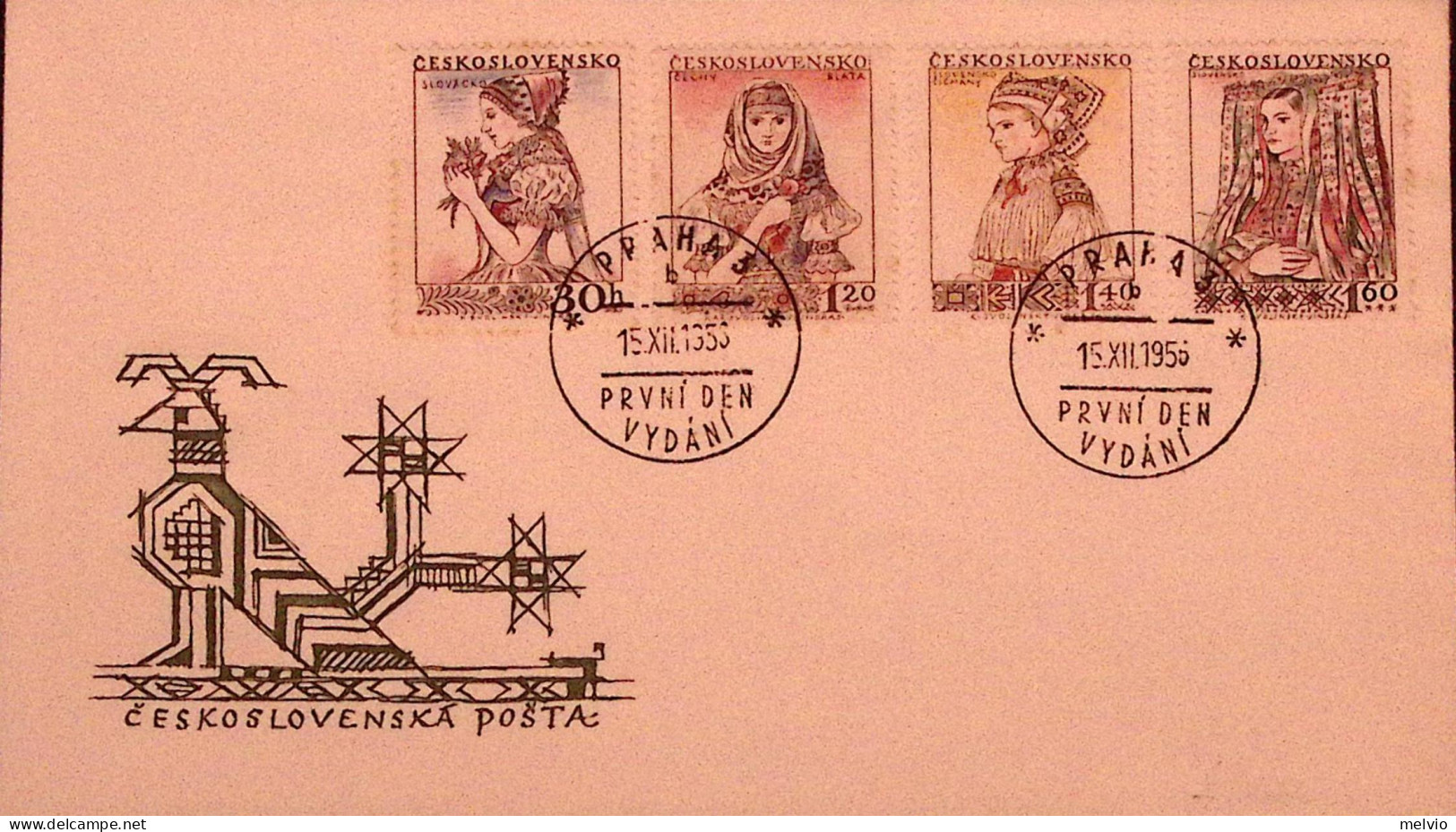 1956-CECOSLOVACCHIA Costumi Regionali Serie Cpl. (881/4) Fdc - FDC