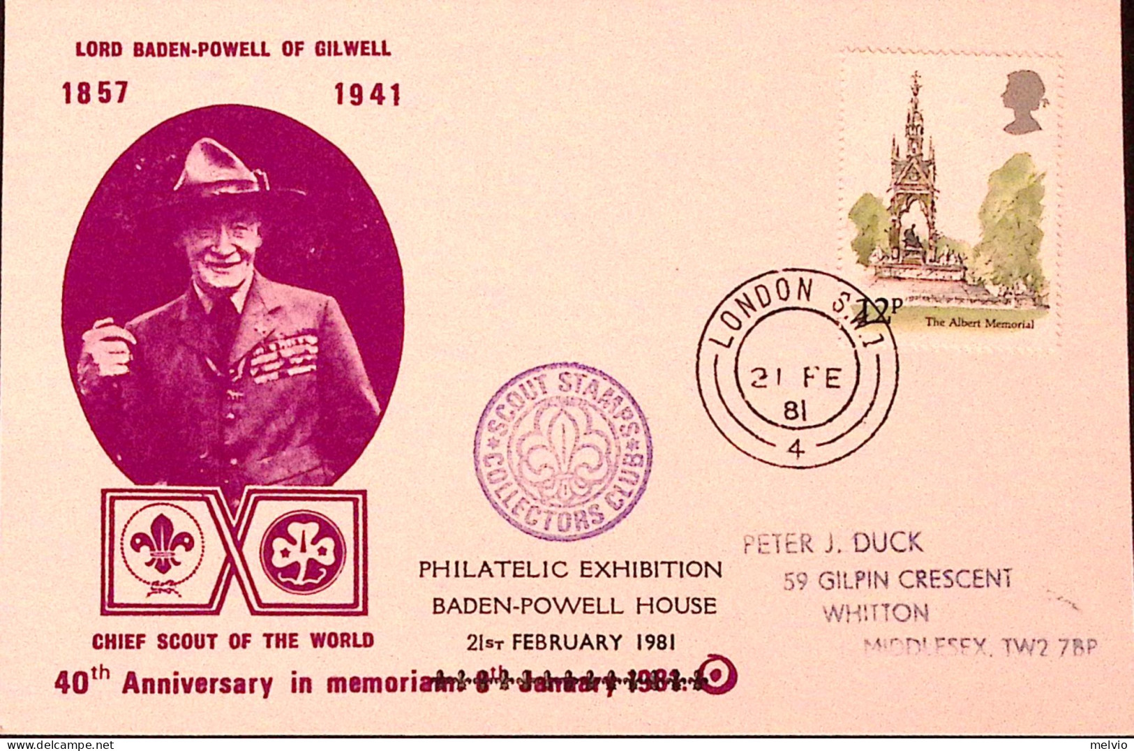 1981-GRAN BRETAGNA GREAT BRITAIN 40 Ann. Morte Baden Powell (21.2) - 1981-1990 Decimal Issues