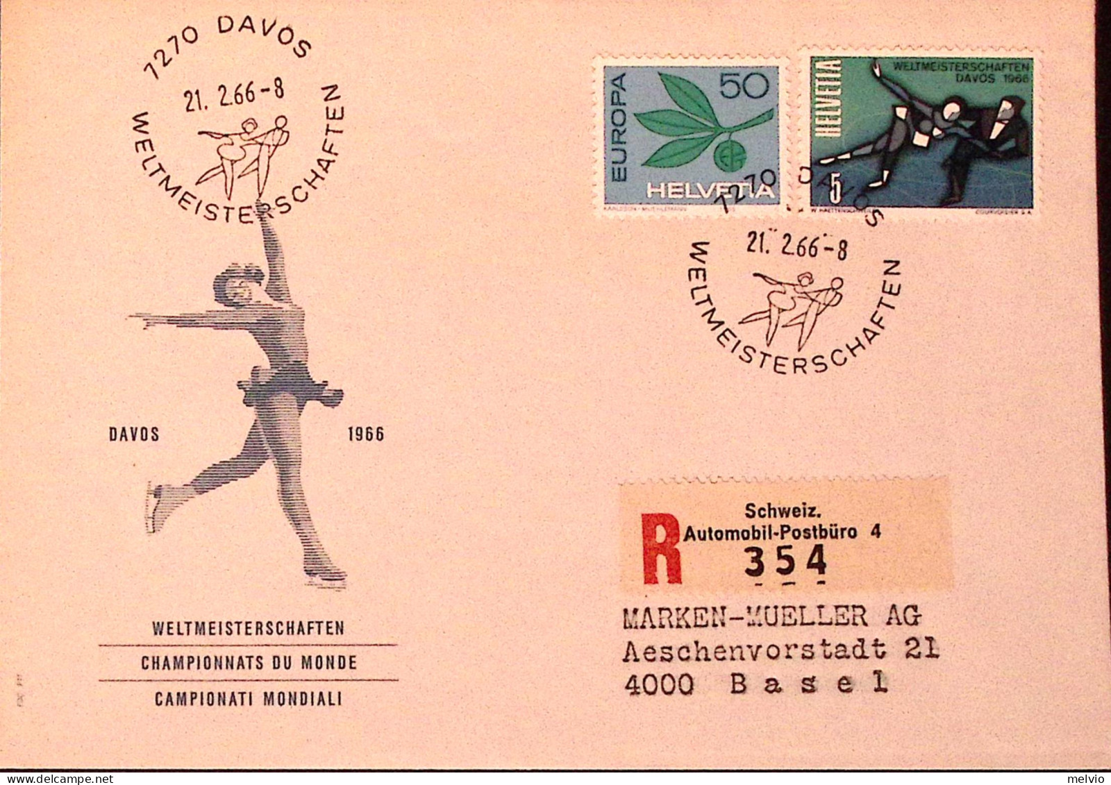 1966-Svizzera SUISSE Camp. Mond. Pattinaggio Ghiaccio/Davos (21.2) Ann. Spec. - Other & Unclassified