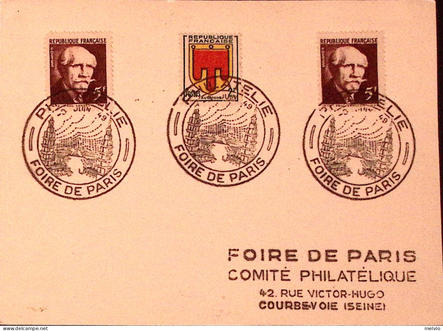 1949-Francia FRANCE Fiera Di Parigi/Filatelia (20.6) Ann. Spec. - 1862 Napoléon III