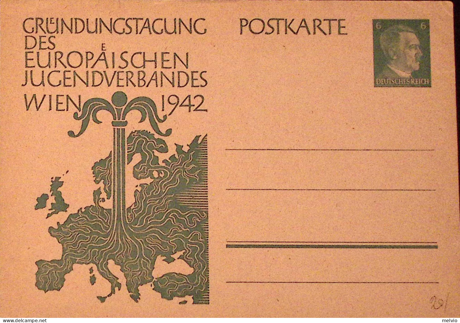 1942-GERMANIA REICH Cartolina Postale P. 6 Ass. Gioventù Vienna, Nuova - Lettres & Documents