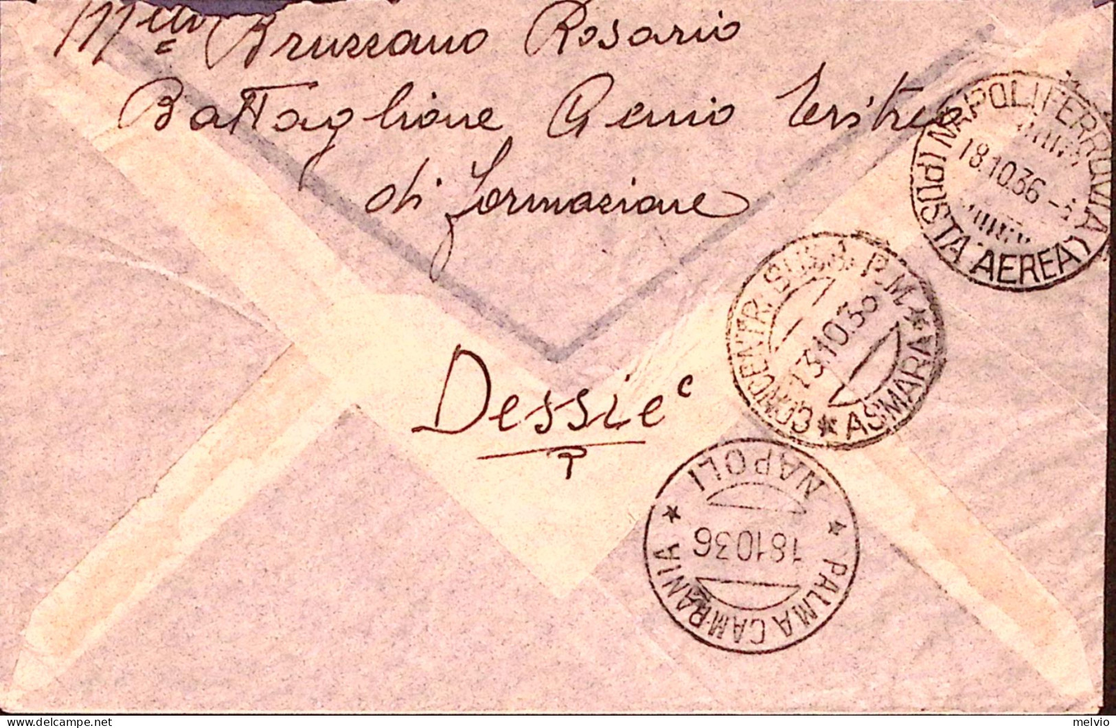 1936-Posta Militare 125 E C.2 (11.10) Su Raccomandata Via Aerea Affrancata Eritr - Eritrea