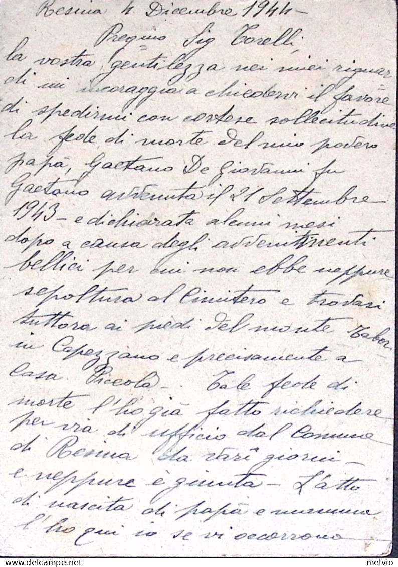 1944-Cartolina Postale C.30 VINCEREMO Con Fr.lli Aggiunti Resina (4.12.44) - Marcophilia