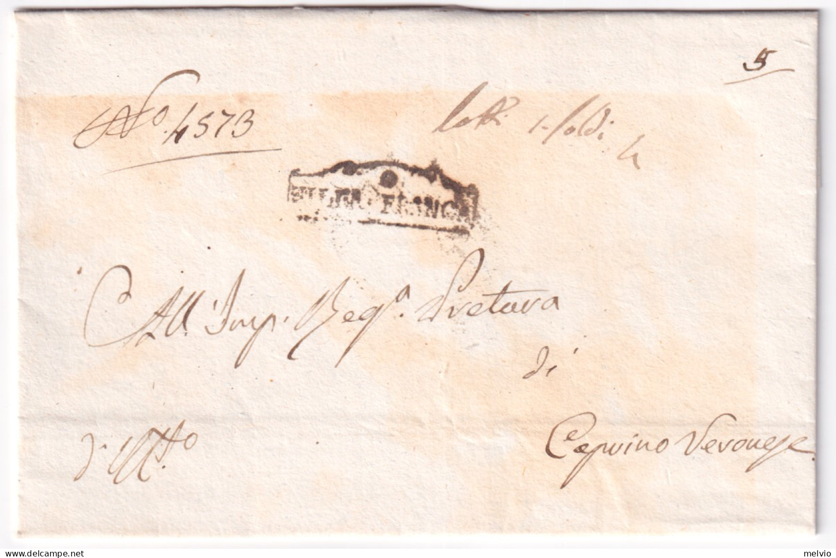 1831-VILLA FRANCA Cartella (28.9) Su Lettera Soprascritta - ...-1850 Préphilatélie