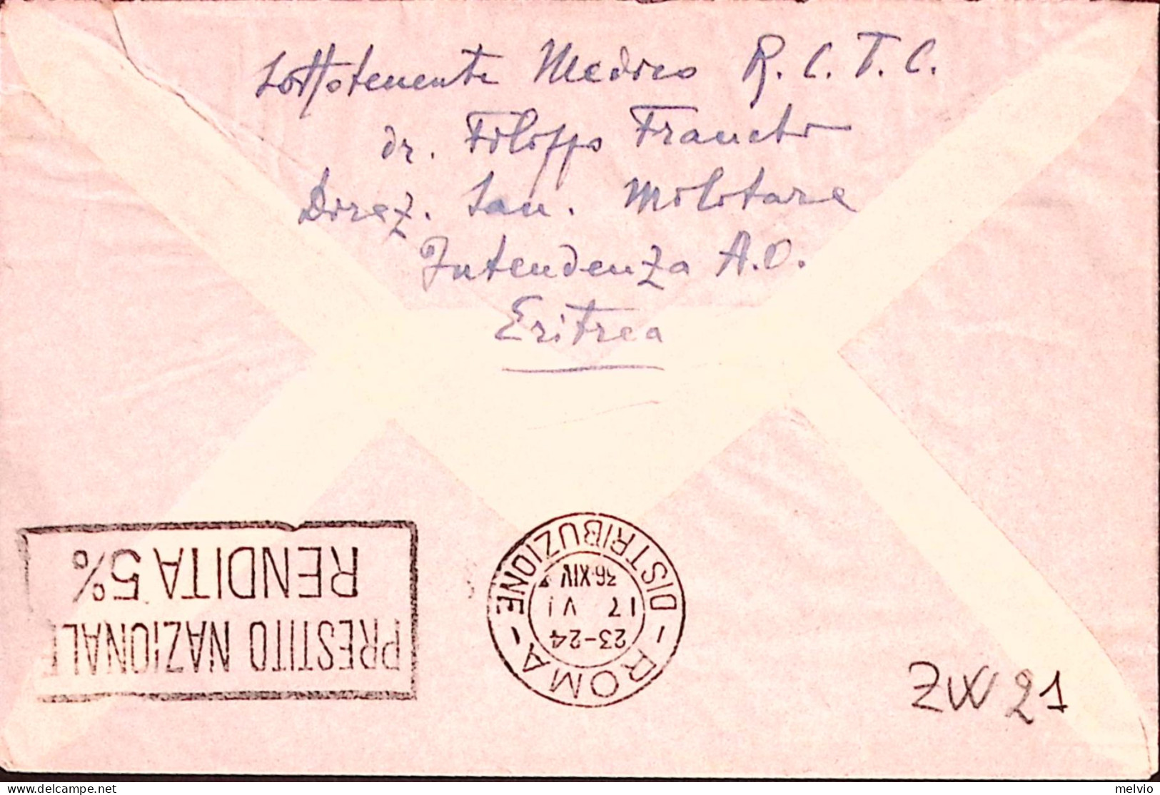 1936-CONCENTR. SUSS. P.M./ASMARA (13.5.36) Su Busta Via Aerea - Erythrée