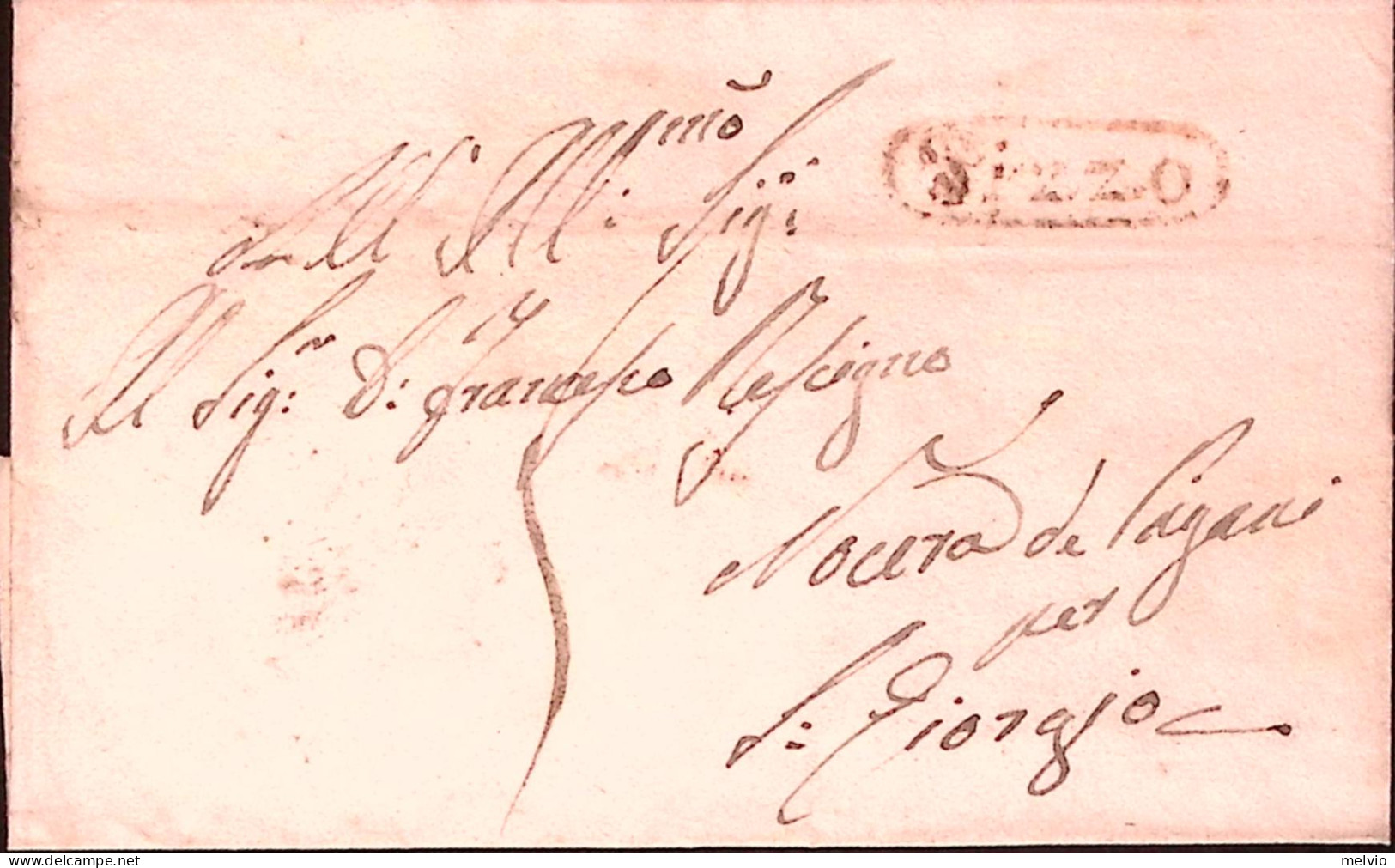 1840-PIZZO Ovale Rosso Su Soprascritta - 1. ...-1850 Prephilately