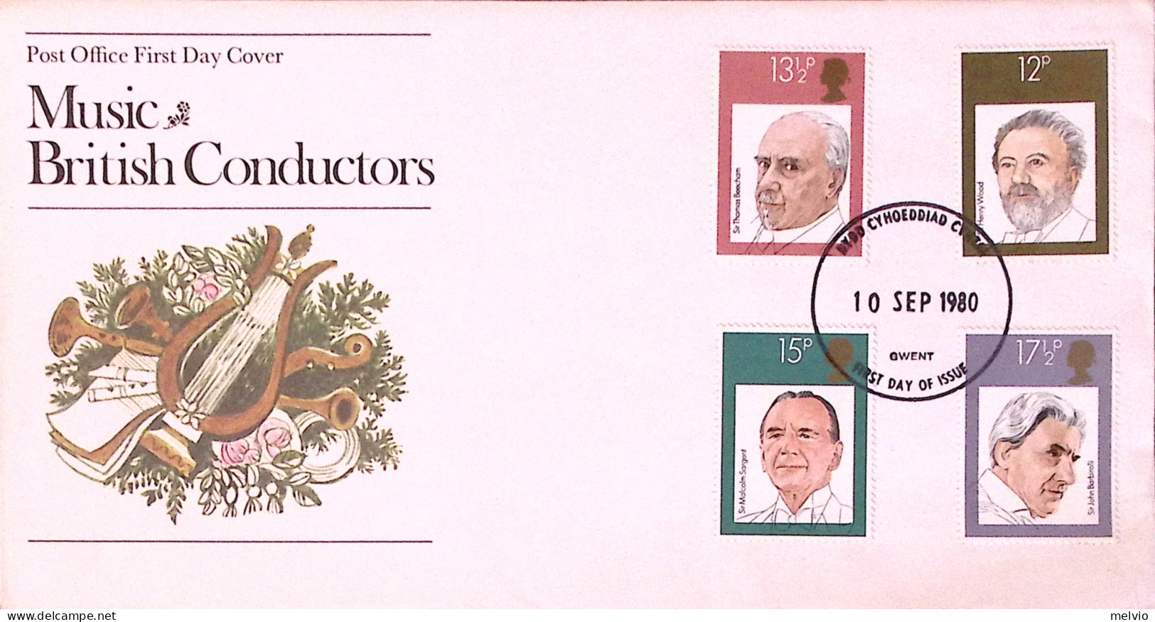 1980-GRAN BRETAGNA GREAT BRITAIN Direttori D'orchestra Serie Cpl. (951/4) Fdc - Lettres & Documents