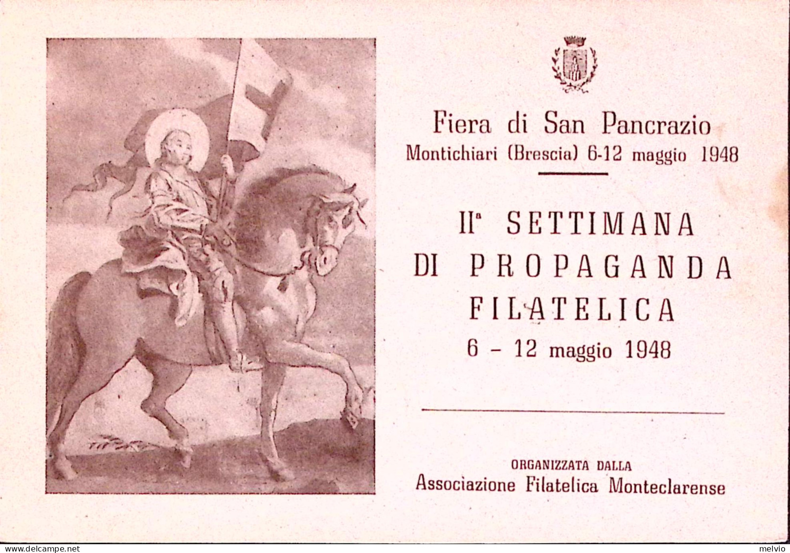 1949-SETTIMANA PROPAGANDA FILATELICA Timbro Speciale Montichiari (6.5) Su Cartol - Manifestations