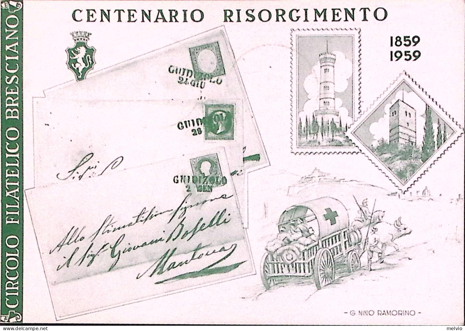 1959-CENTENARIO Risorgimento Timbro Speciale Brescia (28.6) Su Cartolina Manifes - Manifestations
