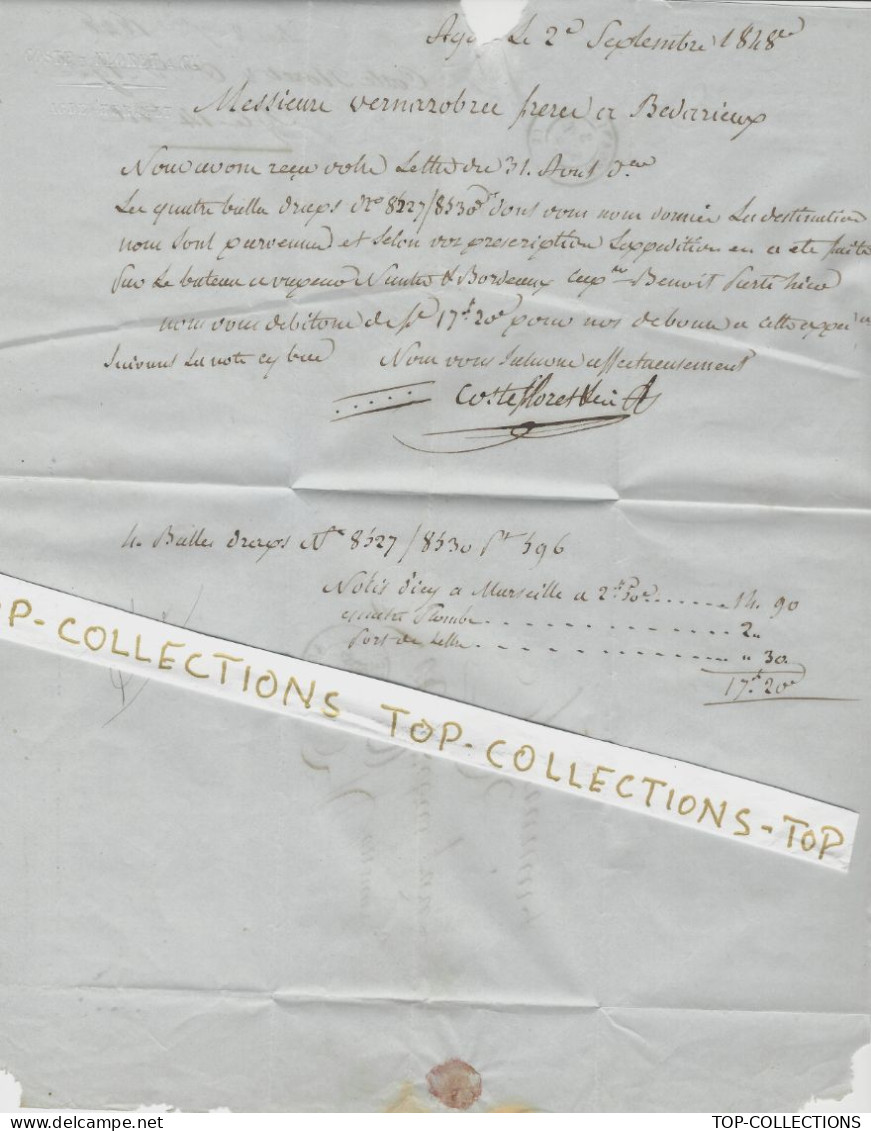 1848 LETTRE Sign. Coste Floret Agde  Sign. FRANC MACONNERIE  Pour Verzanobres Frères Bédarieux V.HISTORIQUE - 1800 – 1899