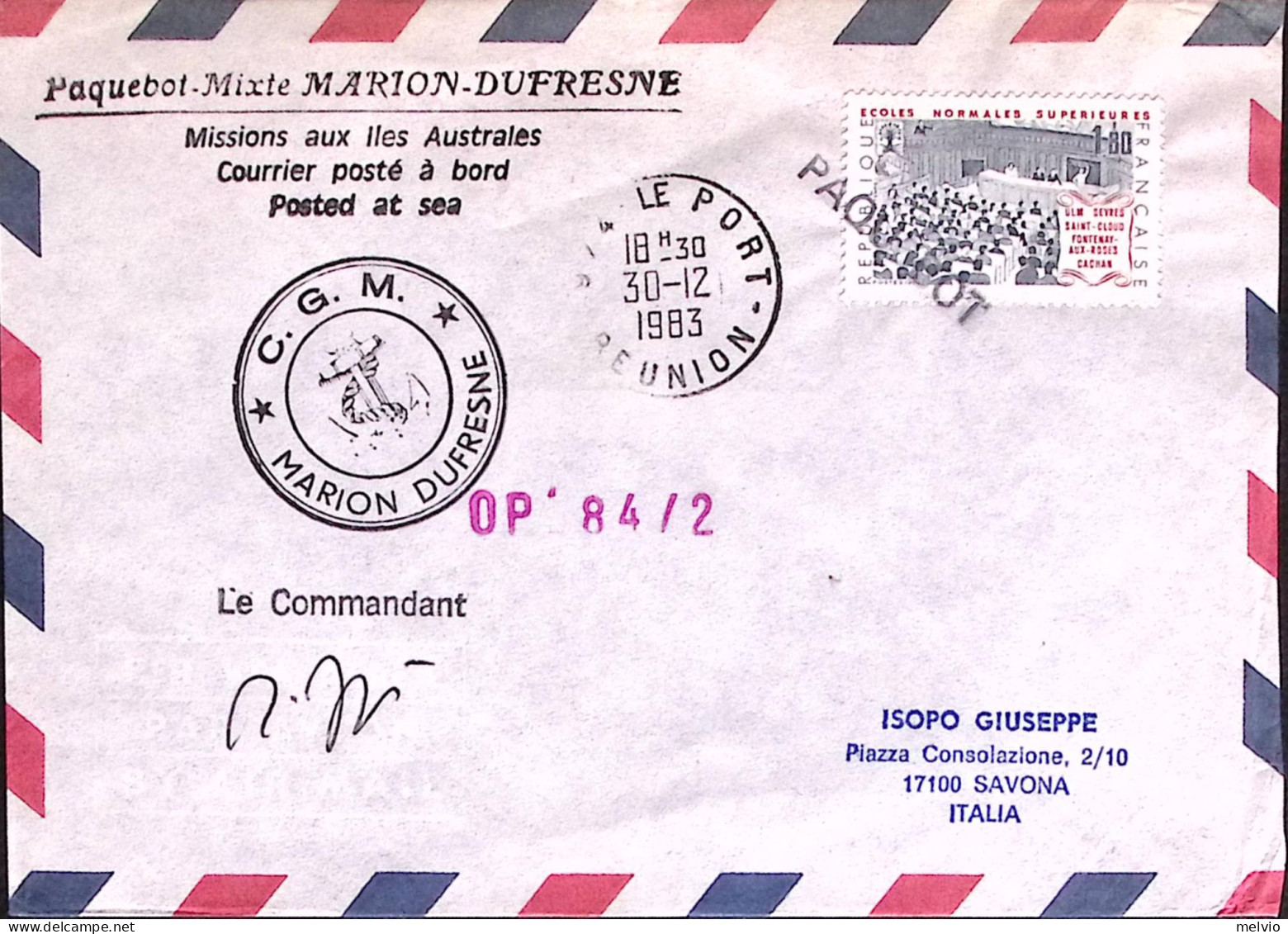 1983-Francia FRANCE C.G.M. Marion Dufresne Tondo E Lineare PAQUEBOT Su Busta Le  - 1961-....