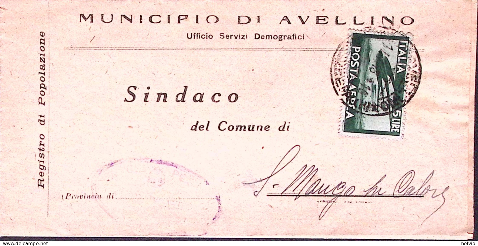 1948-Posta Aerea Lire 5 (129) Isolato Su Piego Tariffa Agevolata Sindaci - 1946-60: Marcophilie