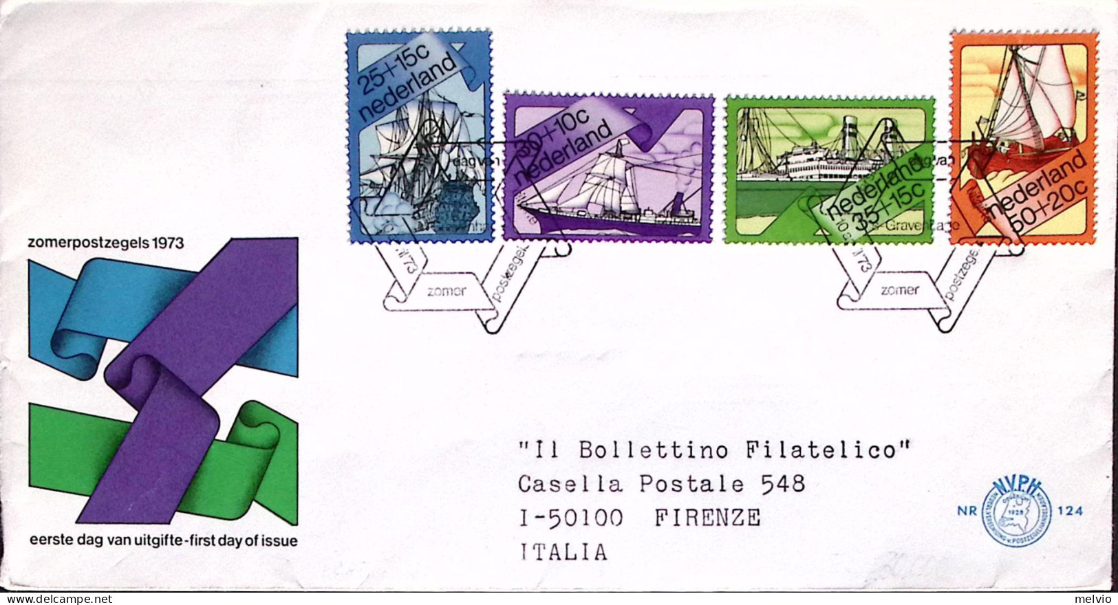 1973-OLANDA NEDERLAND Beneficenza1973 Navigazione Serie Cpl. (978/1) Su Busta Fd - FDC