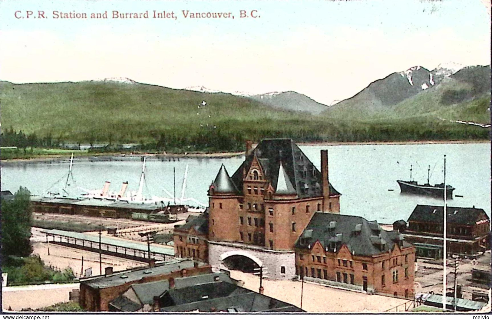 1910-CANADA C.P.R.N Station And Burrard Inlet, Vancouver Viaggiata (19.10) Per L - Histoire Postale