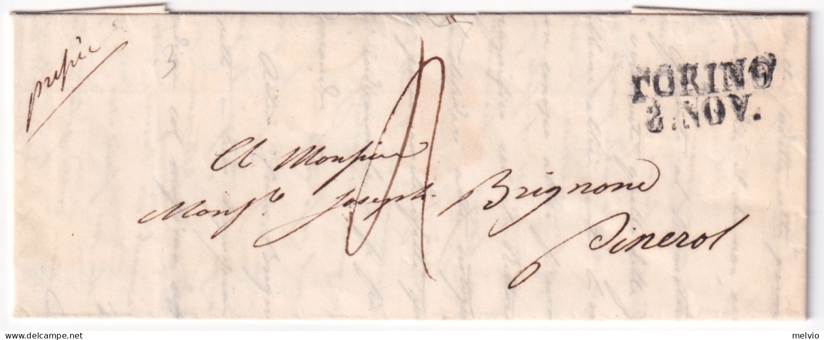 1854circa-SARDEGNA Torino SD (8.11) Su Lettera Completa Testo - ...-1850 Préphilatélie