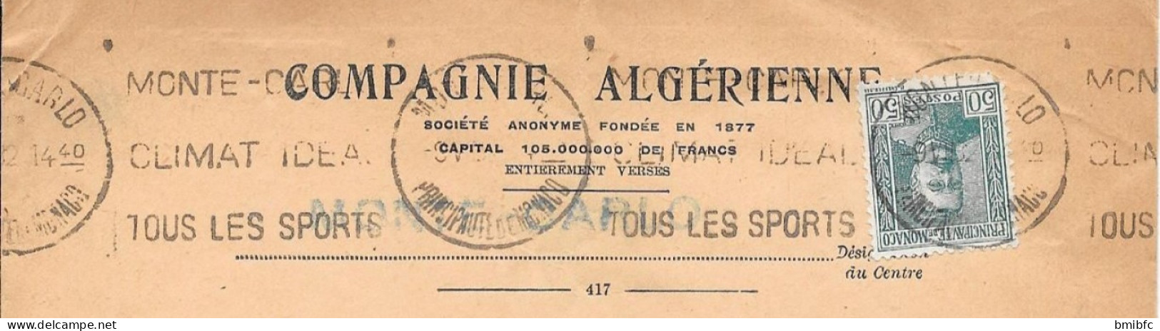 Principauté De Monaco  Sur Lettre  1932 - Lettres & Documents