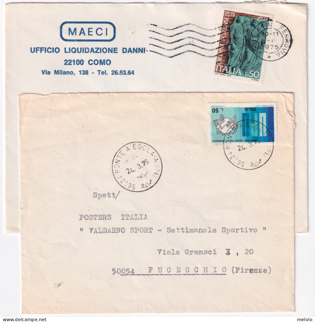1975-UPU. S. TOMMASO E ORDINE FORENSE (1271+1273/4) Isolati Su 3 Buste - 1971-80: Poststempel