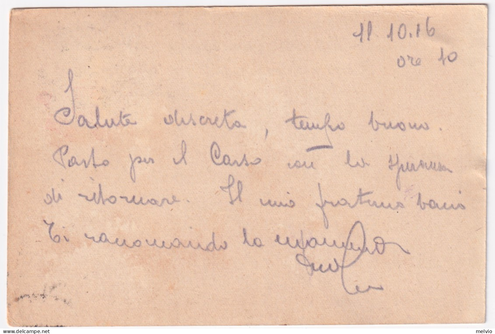 1916-UFFICIO Posta Militare/13^ CORPO ARM. C.2 (11.10) Su Cartolina Franchigia - Marcophilie