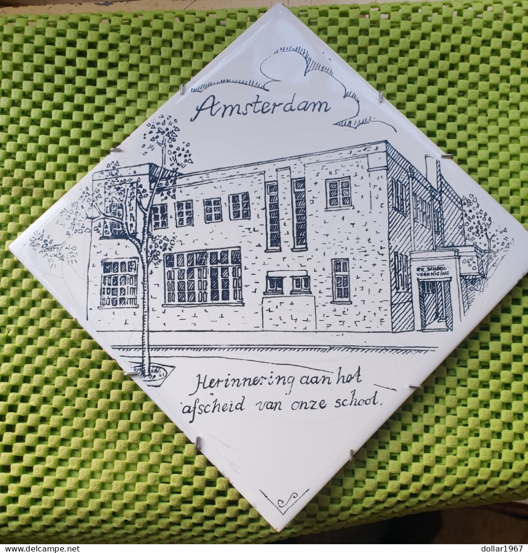 Tegeltje : Amsterdam , Herinnering Afscheid R.K School 30-6-1967 -  Original Foto  !!  Medallion  Dutch . - Sonstige & Ohne Zuordnung