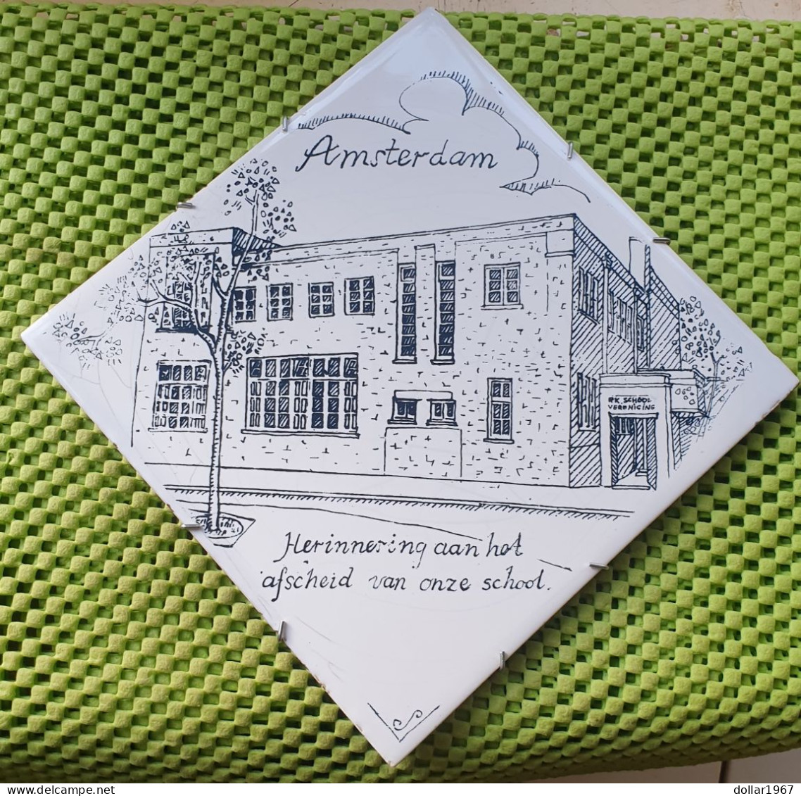 Tegeltje : Amsterdam , Herinnering Afscheid R.K School 30-6-1967 -  Original Foto  !!  Medallion  Dutch . - Other & Unclassified