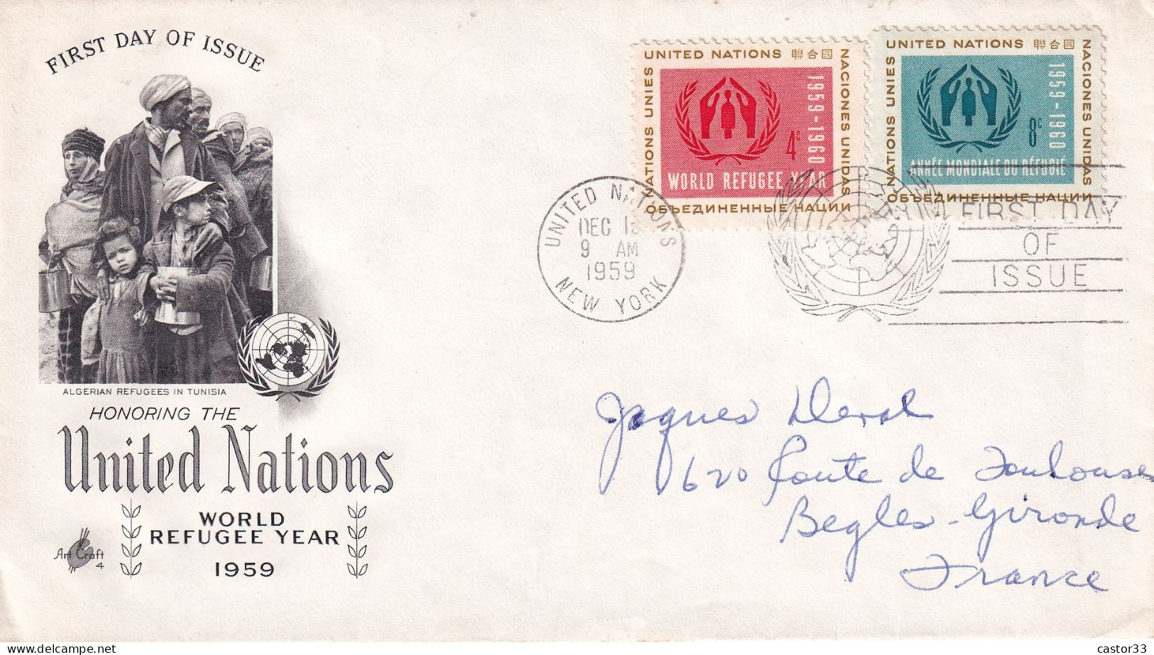 First Day Of Issue, Honoring United Nations World Refugee Year 1959 - Other & Unclassified