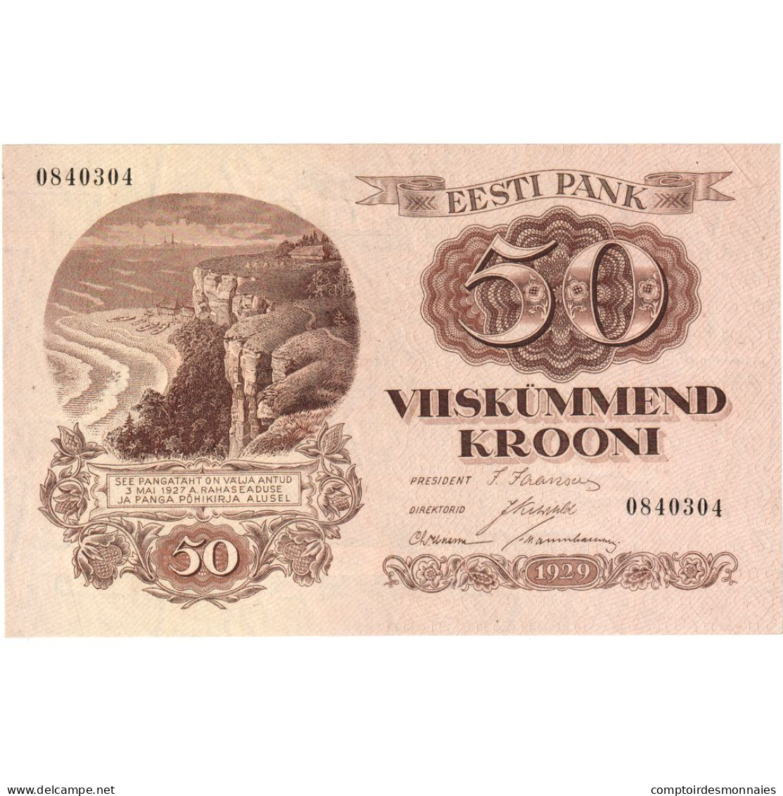 Estonie, 50 Krooni, 1929, KM:65a, SPL - Estland
