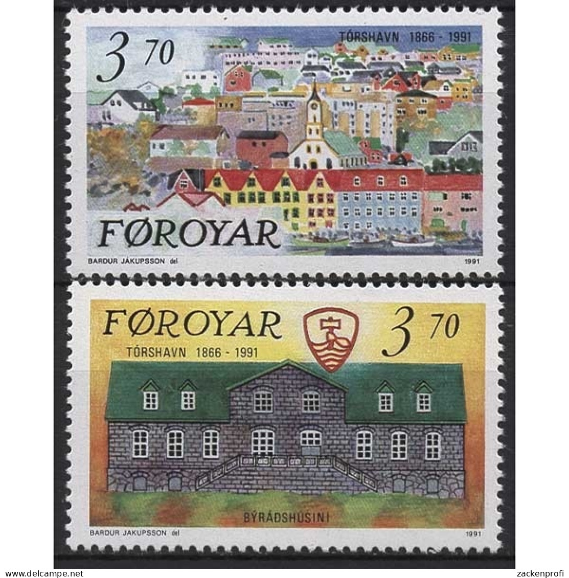Färöer 1991 125 Jahre Torshavn 217/18 Postfrisch - Féroé (Iles)