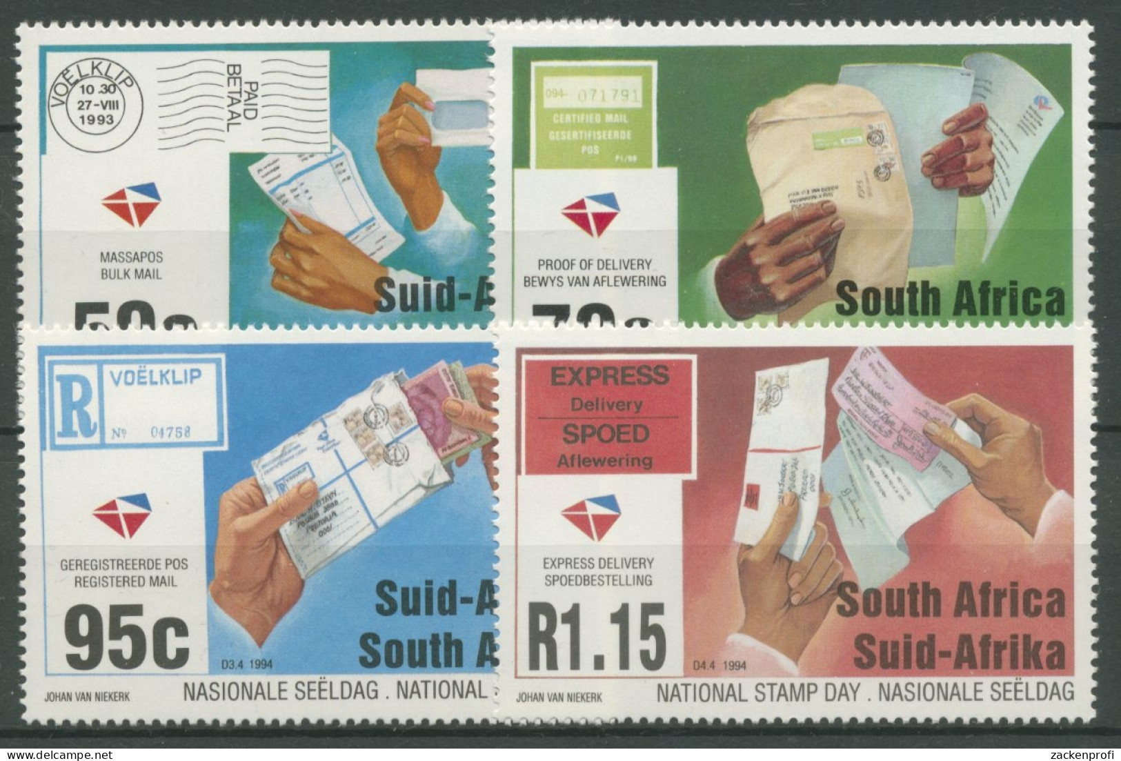 Südafrika 1994 Nationaler Briefmarkentag Post Briefe 940/43 Postfrisch - Nuevos