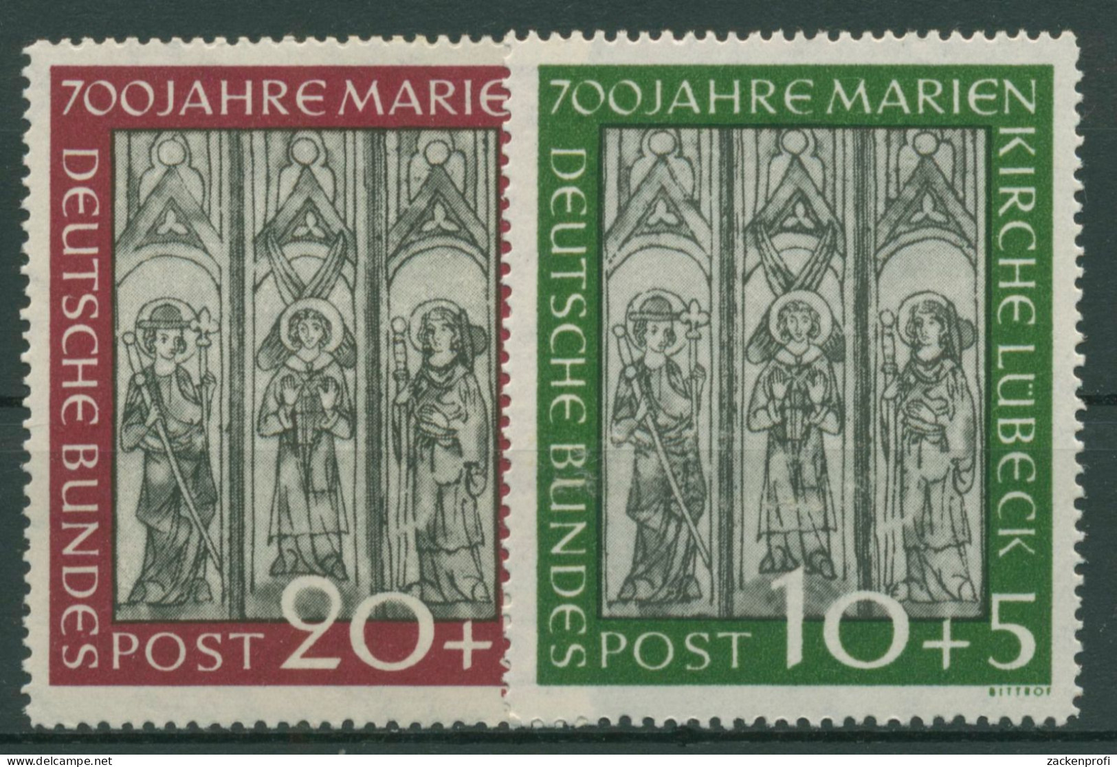 Bund 1951 700 Jahre Marienkirche Lübeck 139/40 Postfrisch - Unused Stamps