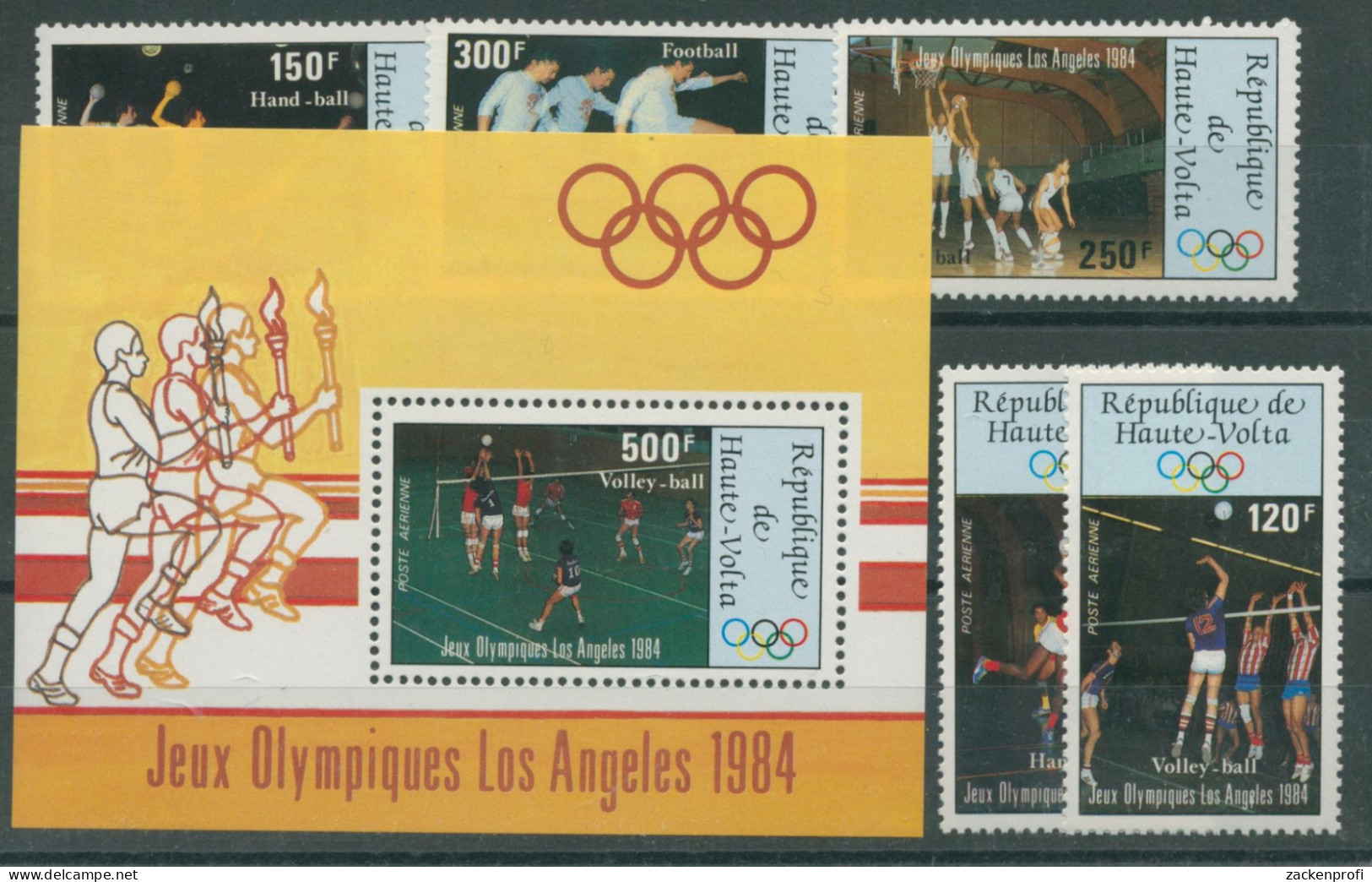 Obervolta 1984 Olympiade Los Angeles 929/33 Block 70 Postfrisch (G22196) - Burkina Faso (1984-...)