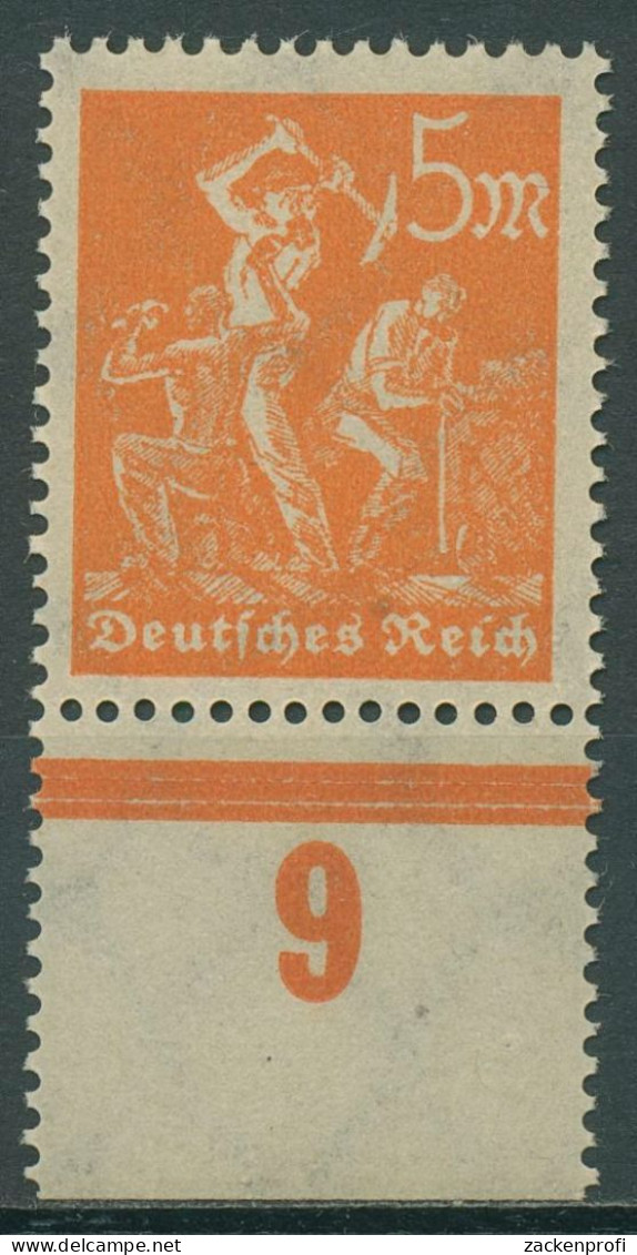 Deutsches Reich 1923 Arbeiter A. Kartonpapier Unterrand 238 Z Postfrisch Geprüft - Ongebruikt