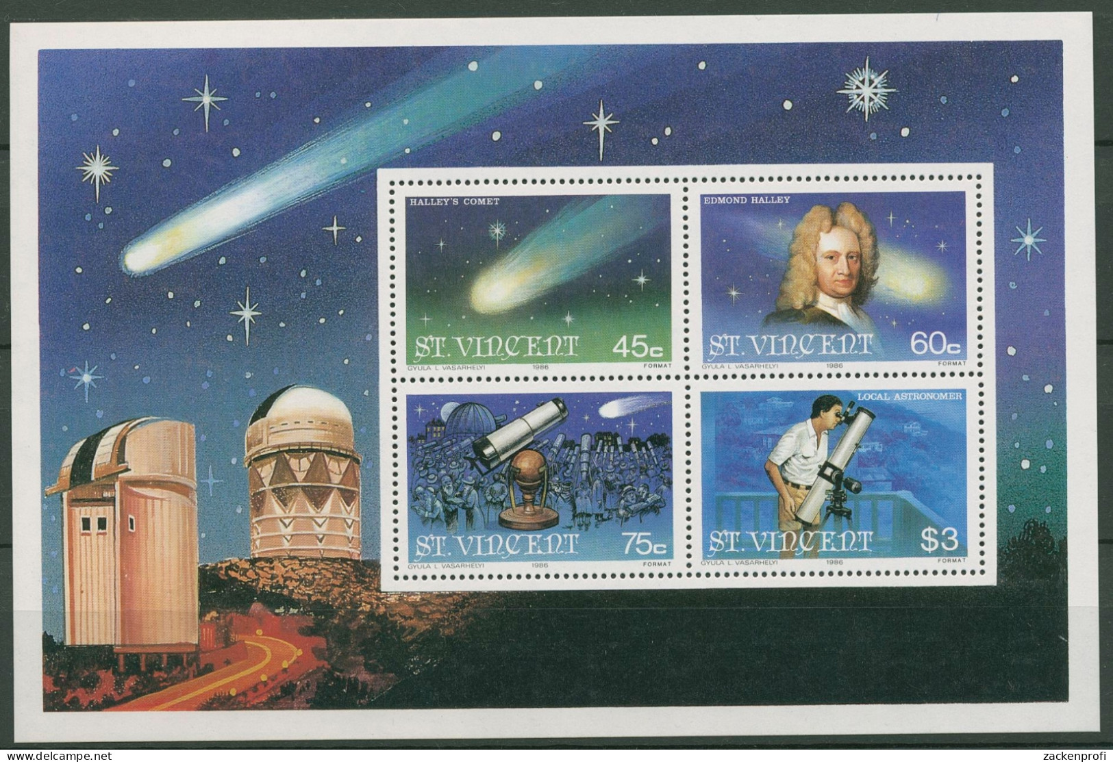 St. Vincent 1986 Halleyscher Komet Block 33 Postfrisch (C93862) - St.Vincent (1979-...)