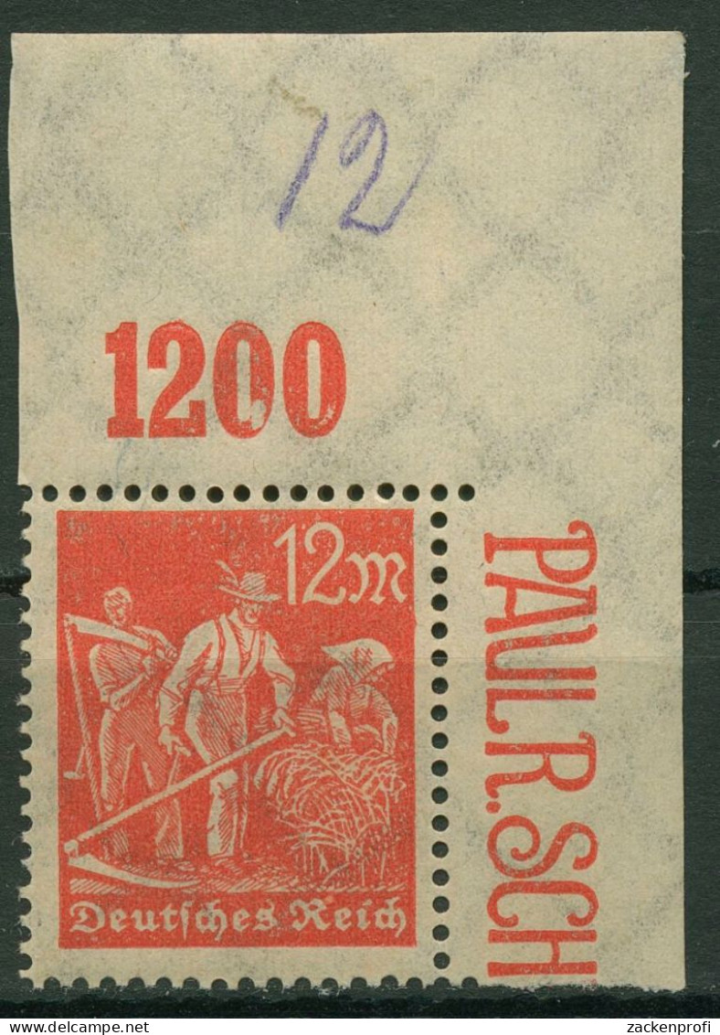 Deutsches Reich 1923 Arbeiter Plattendruck 240 P OR Ecke Oben Rechts Postfrisch - Neufs