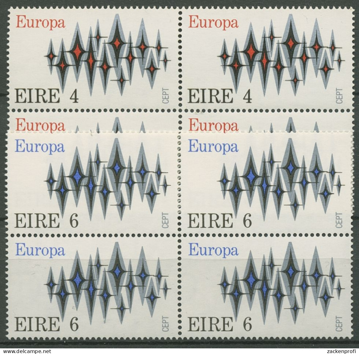 Irland 1972 Europa CEPT Sterne 276/77 4er-Block Postfrisch - Ongebruikt