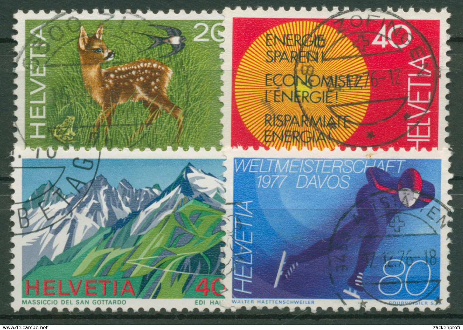 Schweiz 1976 Ereignisse Tierschutz Alpen Eisschnelllauf 1079/82 Gestempelt - Used Stamps