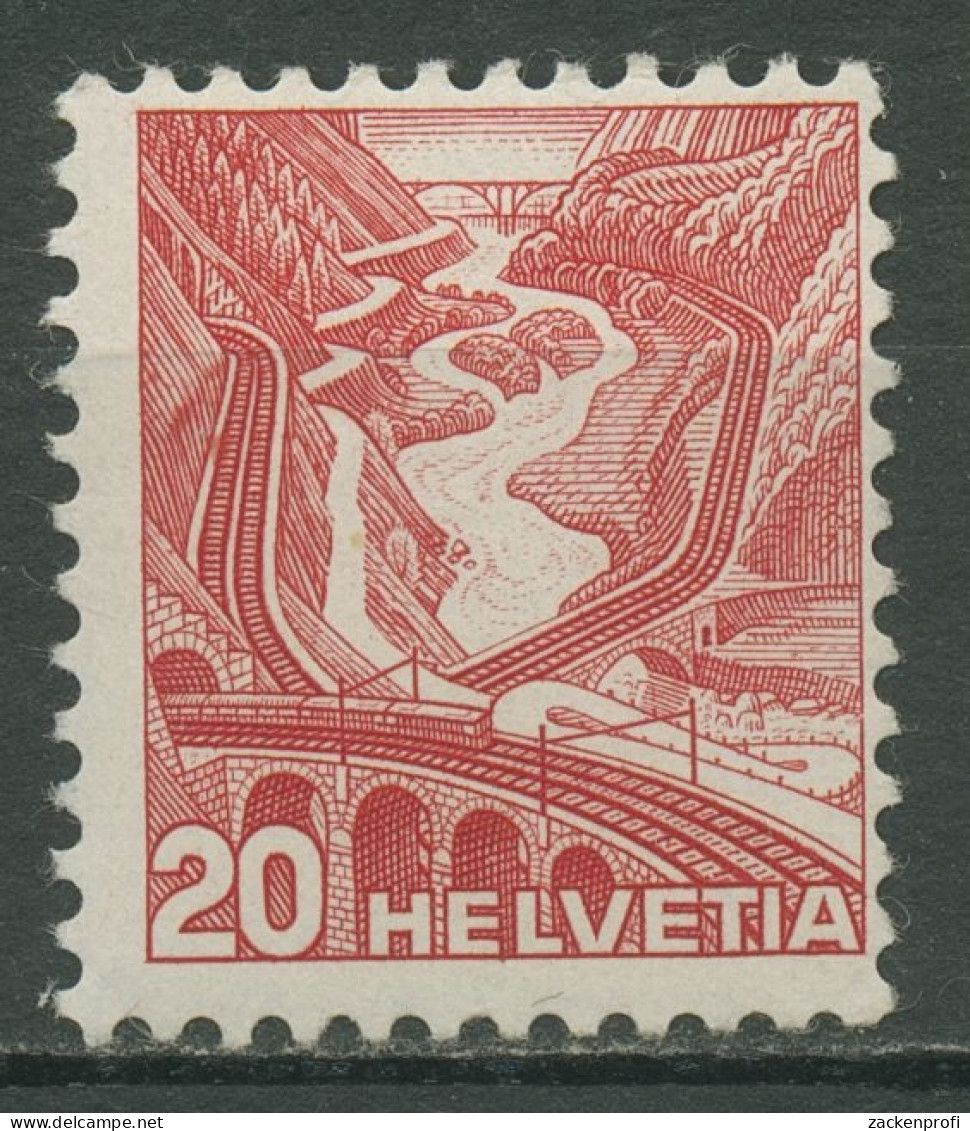 Schweiz 1936 Freimarke Gotthardbahn, Type I, Glatter Gummi 301 Y I Postfrisch - Unused Stamps
