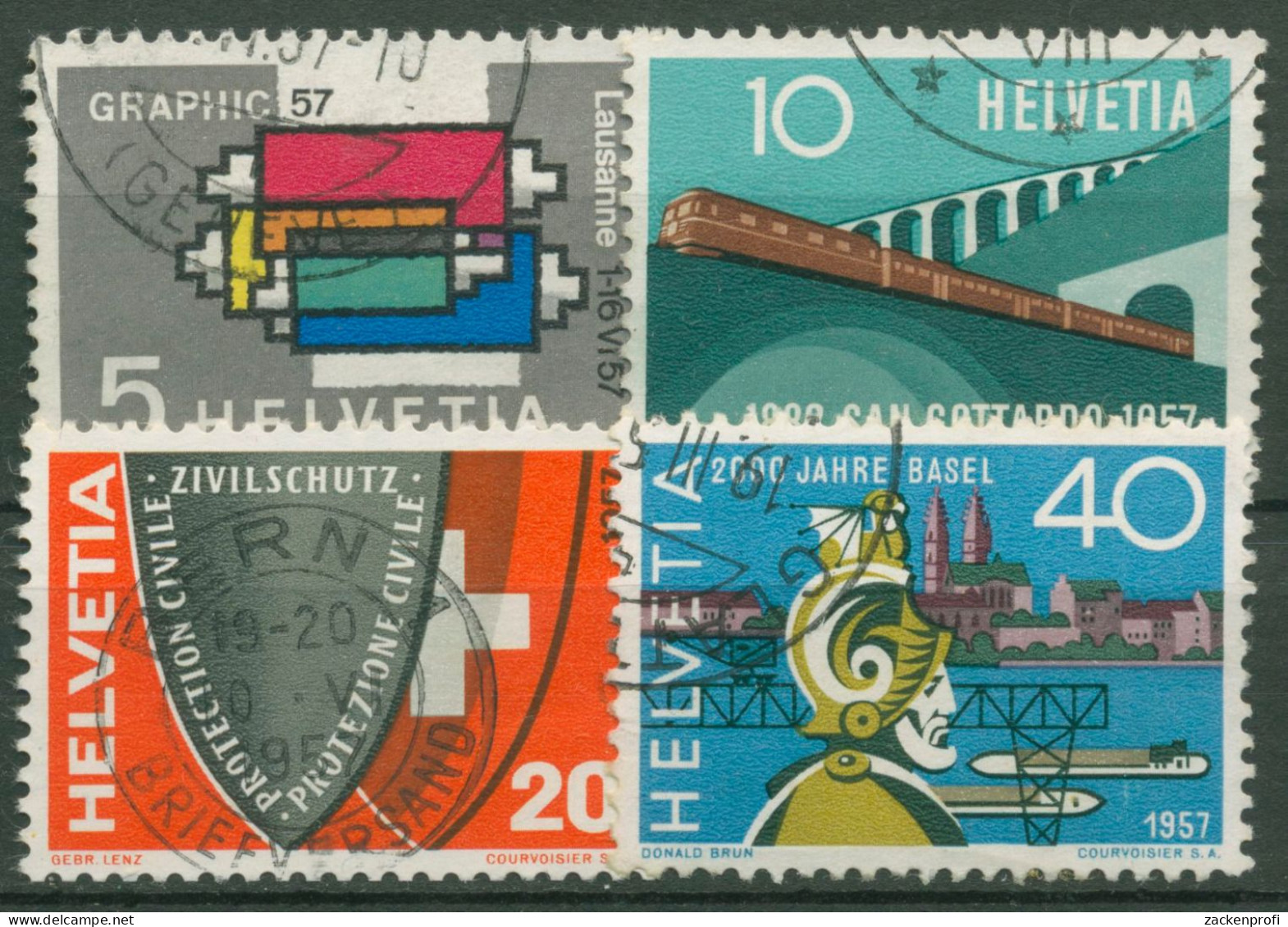 Schweiz 1957 Ereignisse Ausstellungen Gotthard-Bahn 637/40 Gestempelt - Gebruikt