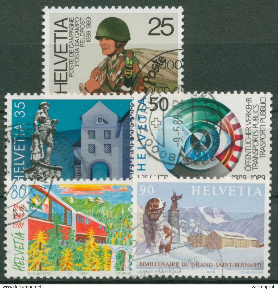 Schweiz 1989 Ereignisse Feldpost Pass Verkehr St.Bernhard 1385/89 Gestempelt - Gebruikt