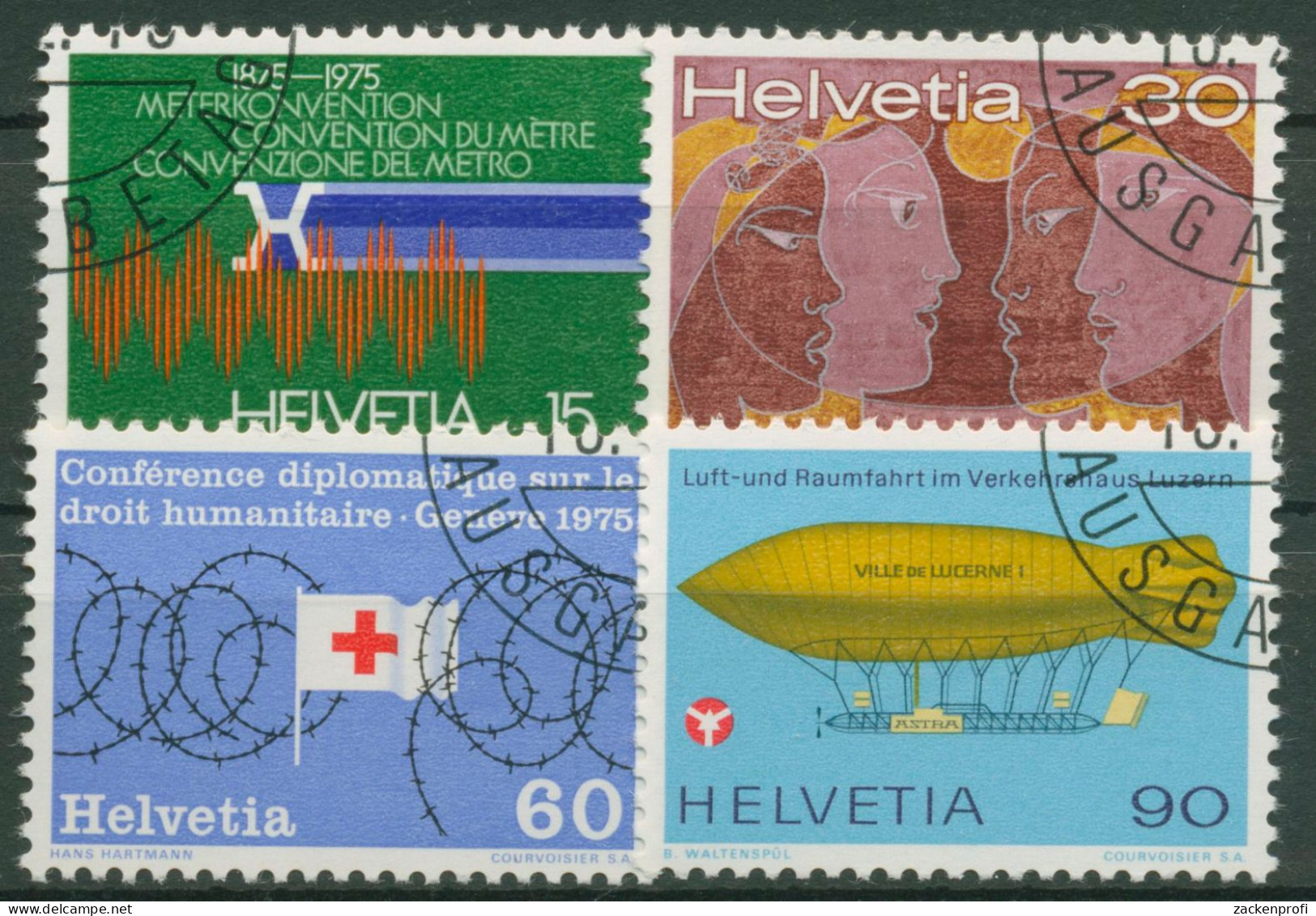 Schweiz 1975 Ereignisse Urmeter Rotes Kreuz Luftschiff 1046/49 Gestempelt - Used Stamps