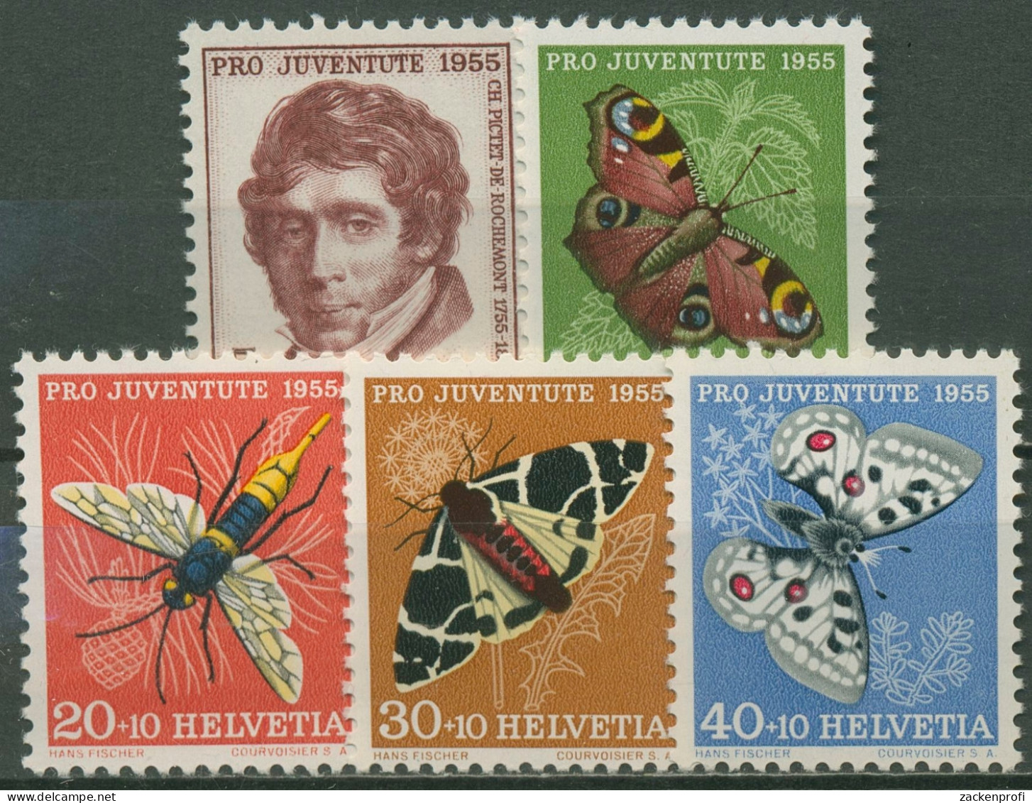 Schweiz 1955 Pro Juventute Charles P.de Rochemont Insekten 618/22 Postfrisch - Neufs