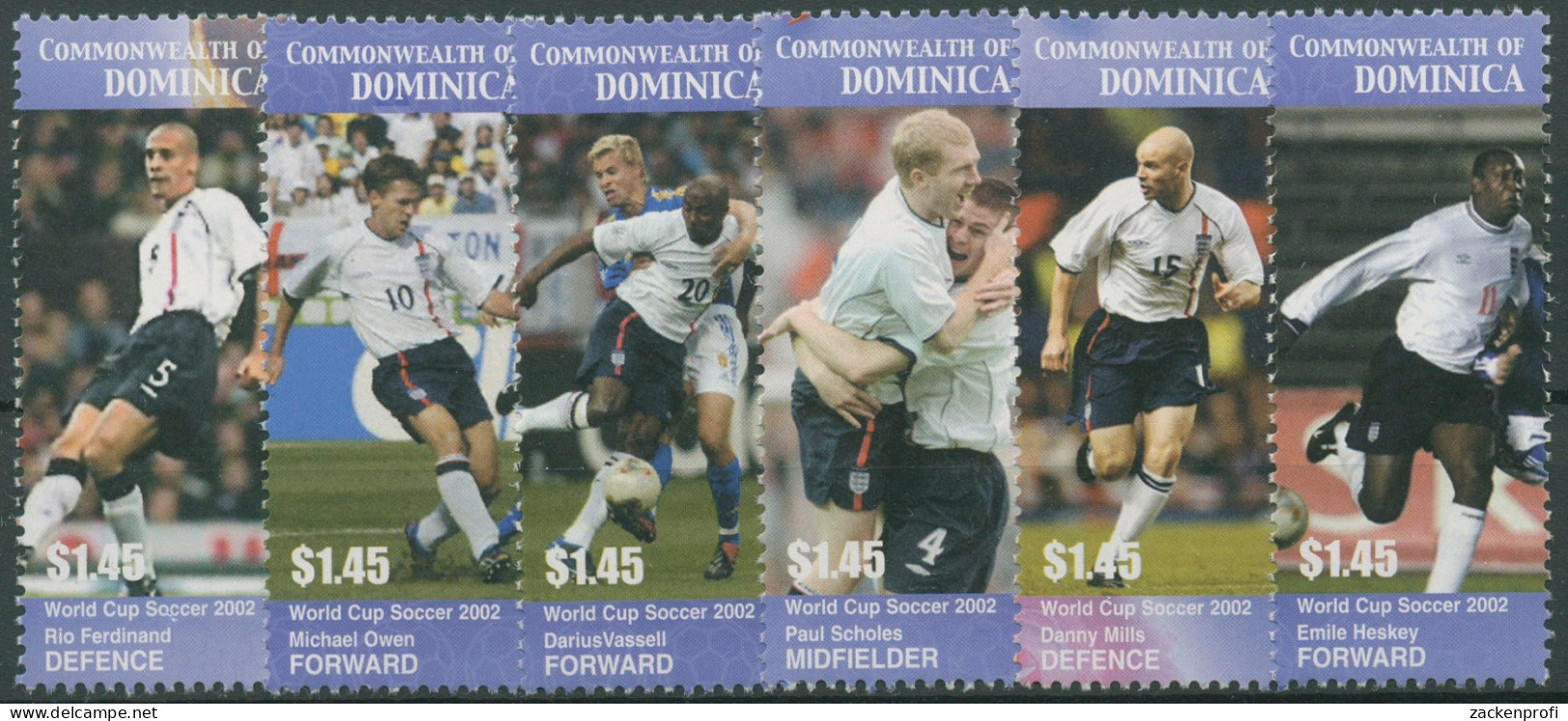 Dominica 2003 Fußball-WM Japan/Südkorea Engl.Nationalspieler 3422/27 Postfrisch - Dominica (1978-...)