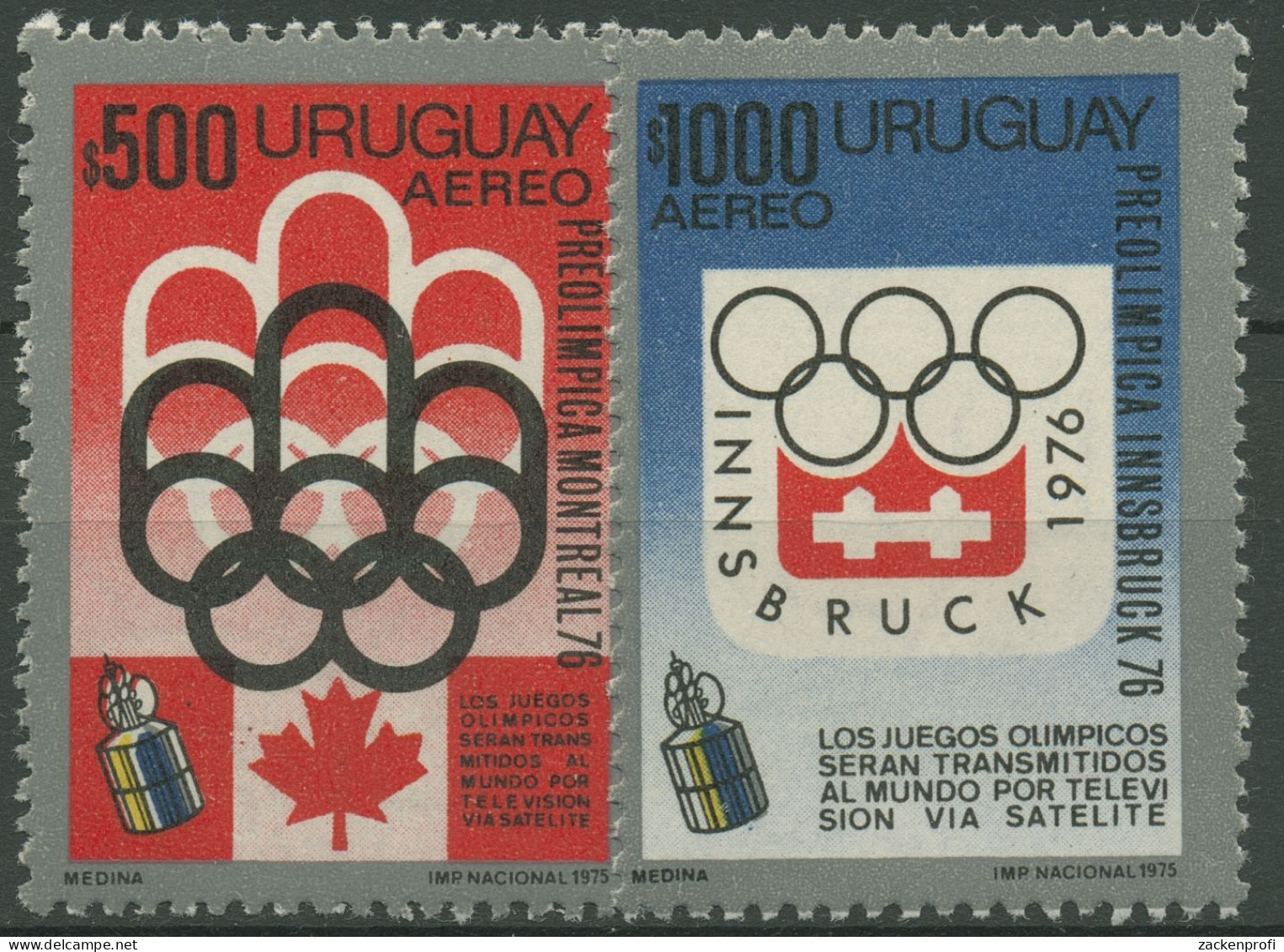 Uruguay 1975 Olympia Montreal & Innsbruck 1350/51 Postfrisch Blockeinzelmarken - Uruguay