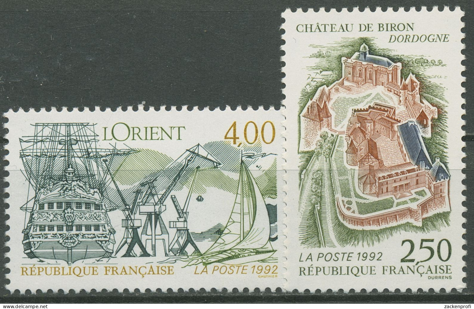 Frankreich 1992 Tourismus Schloss Biron Hafen Lorient 2908/09 Postfrisch - Unused Stamps