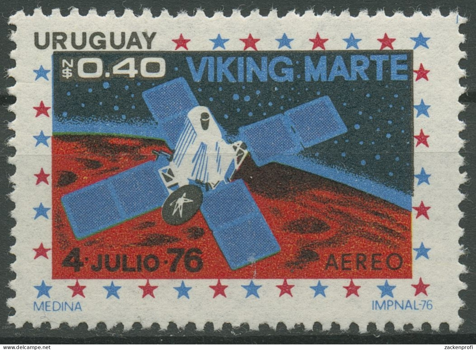 Uruguay 1976 Jahresereignisse Marssonde Viking 1437 Postfrisch Blockeinzelmarke - Uruguay