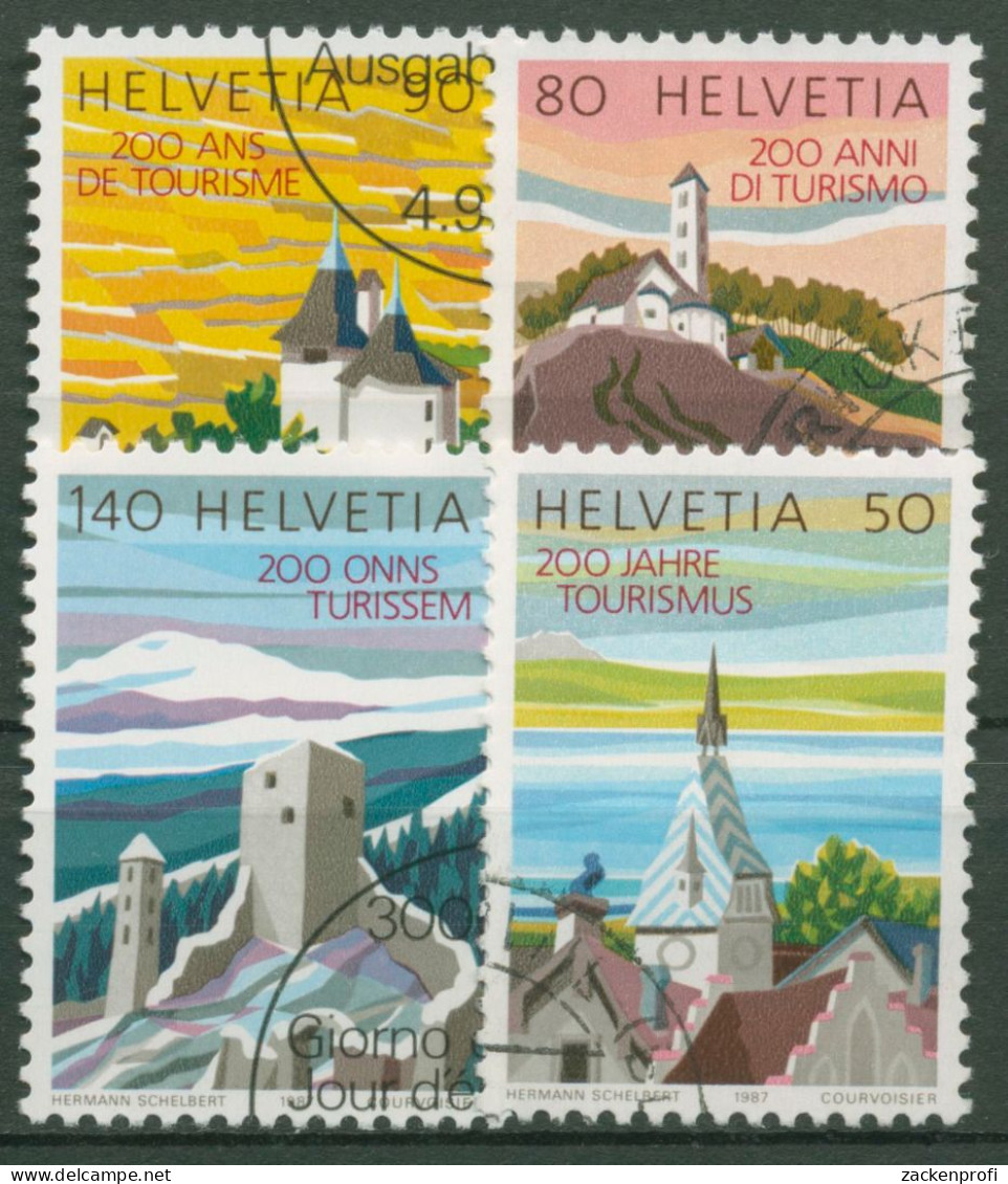 Schweiz 1987 Tourismus Bauwerke Sehenswürdigkeiten 1354/57 Yb Gestempelt - Used Stamps