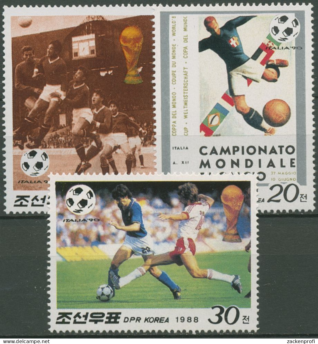 Korea (Nord) 1988 Fußball-WM'90 Italien 2914/16 Postfrisch - Korea (Nord-)