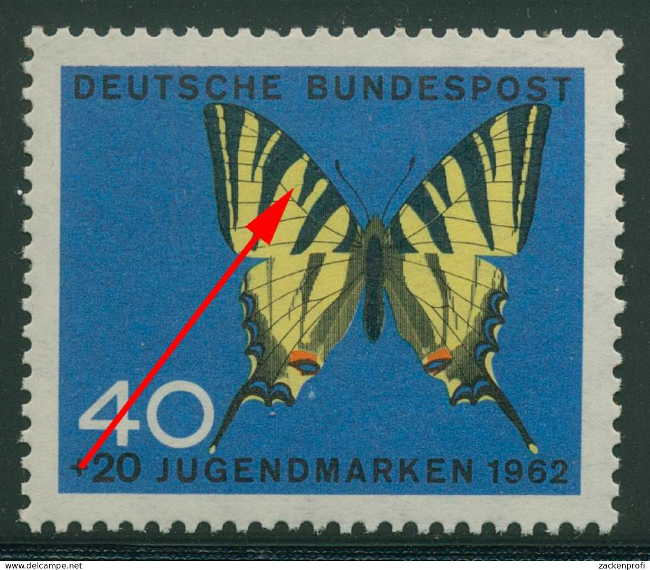 Bund 1962 Jugend Schmetterlinge Mit Plattenfehler 379 I Postfrisch - Variétés Et Curiosités
