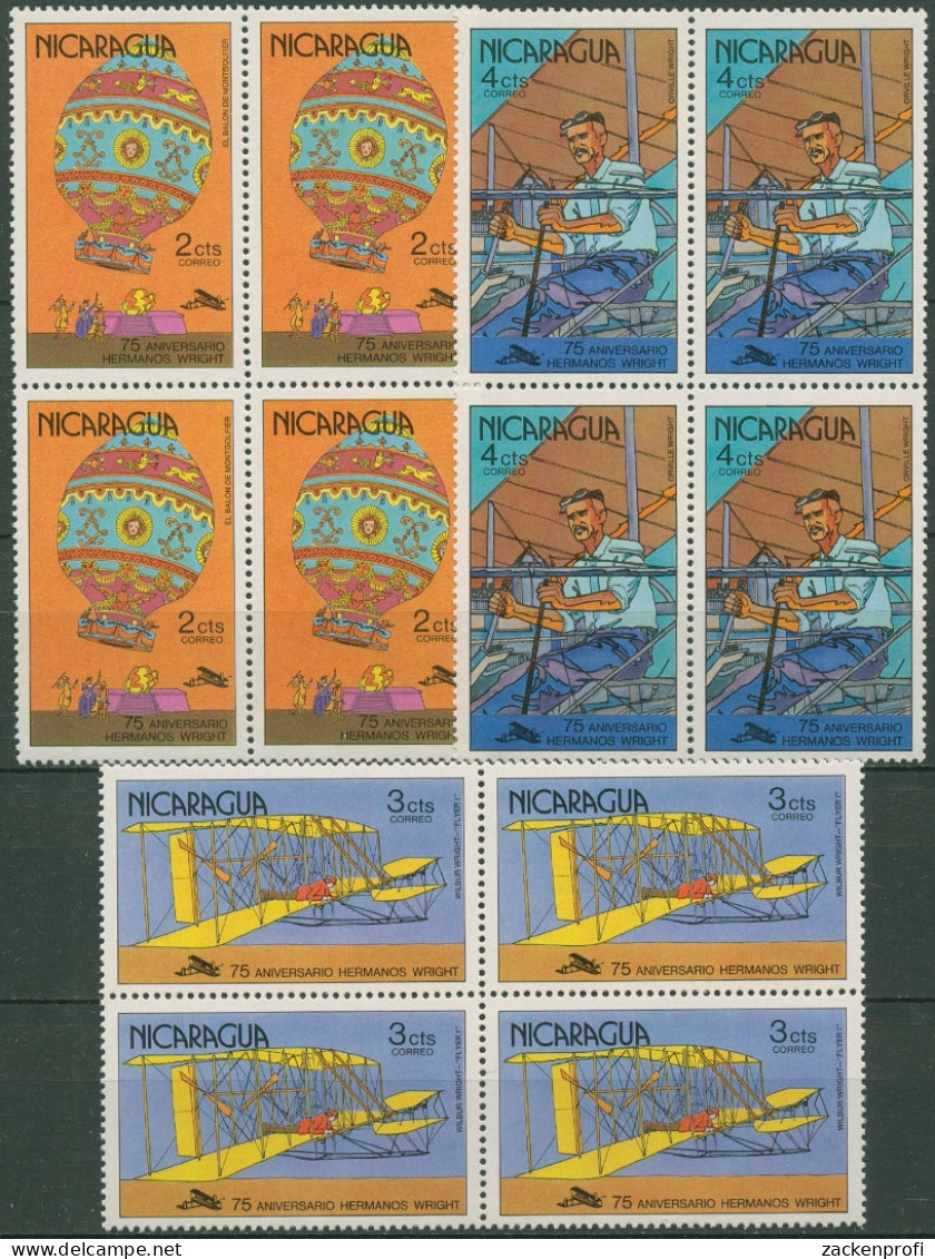 Nicaragua 1978 Brüder Wrigt Flugzeuge Montgolfiere 2045/47 ZD Postfrisch - Nicaragua