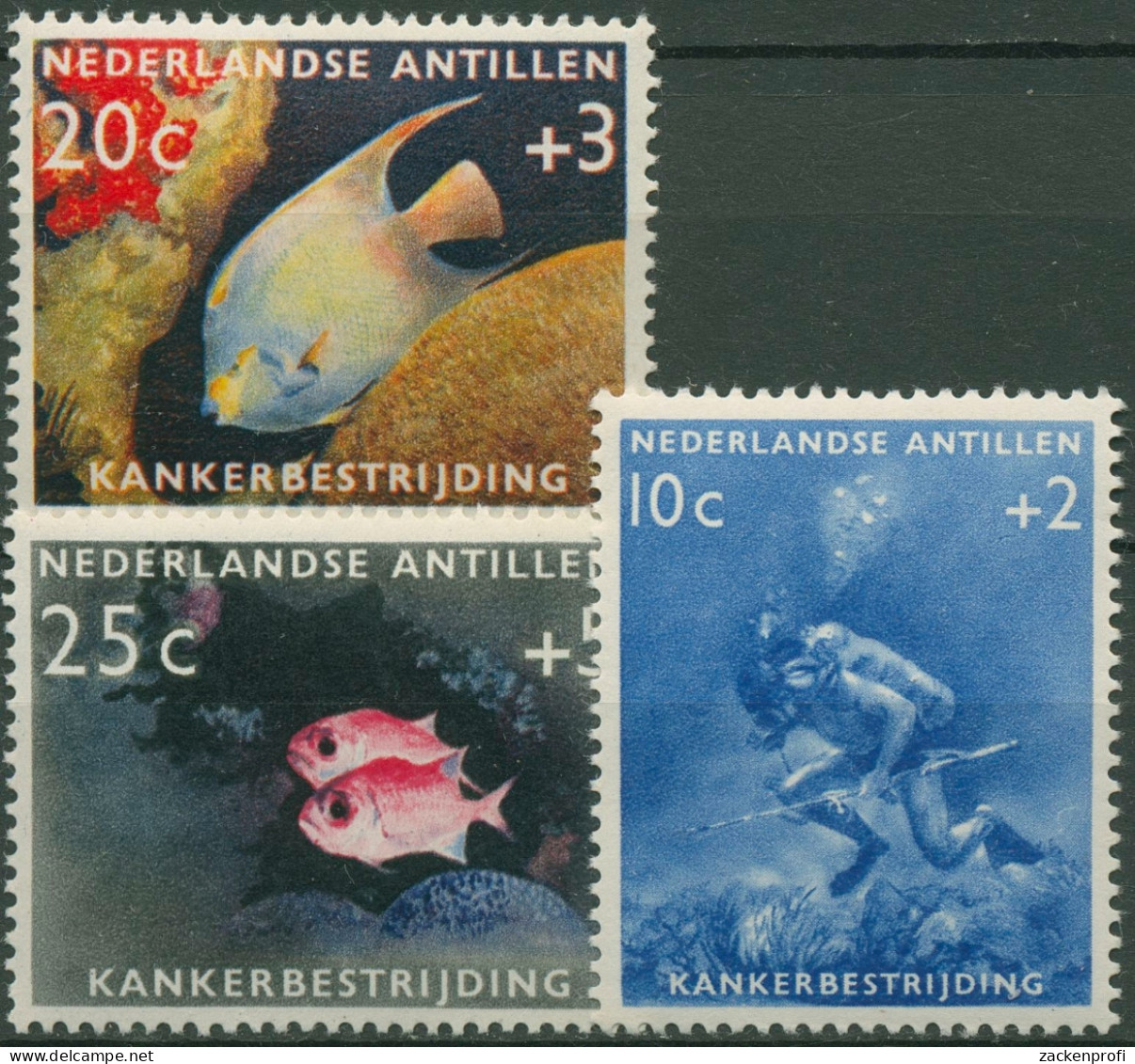 Niederländische Antillen 1960 Krebsbekämpfung Fische 110/12 Mit Falz - Curaçao, Antilles Neérlandaises, Aruba