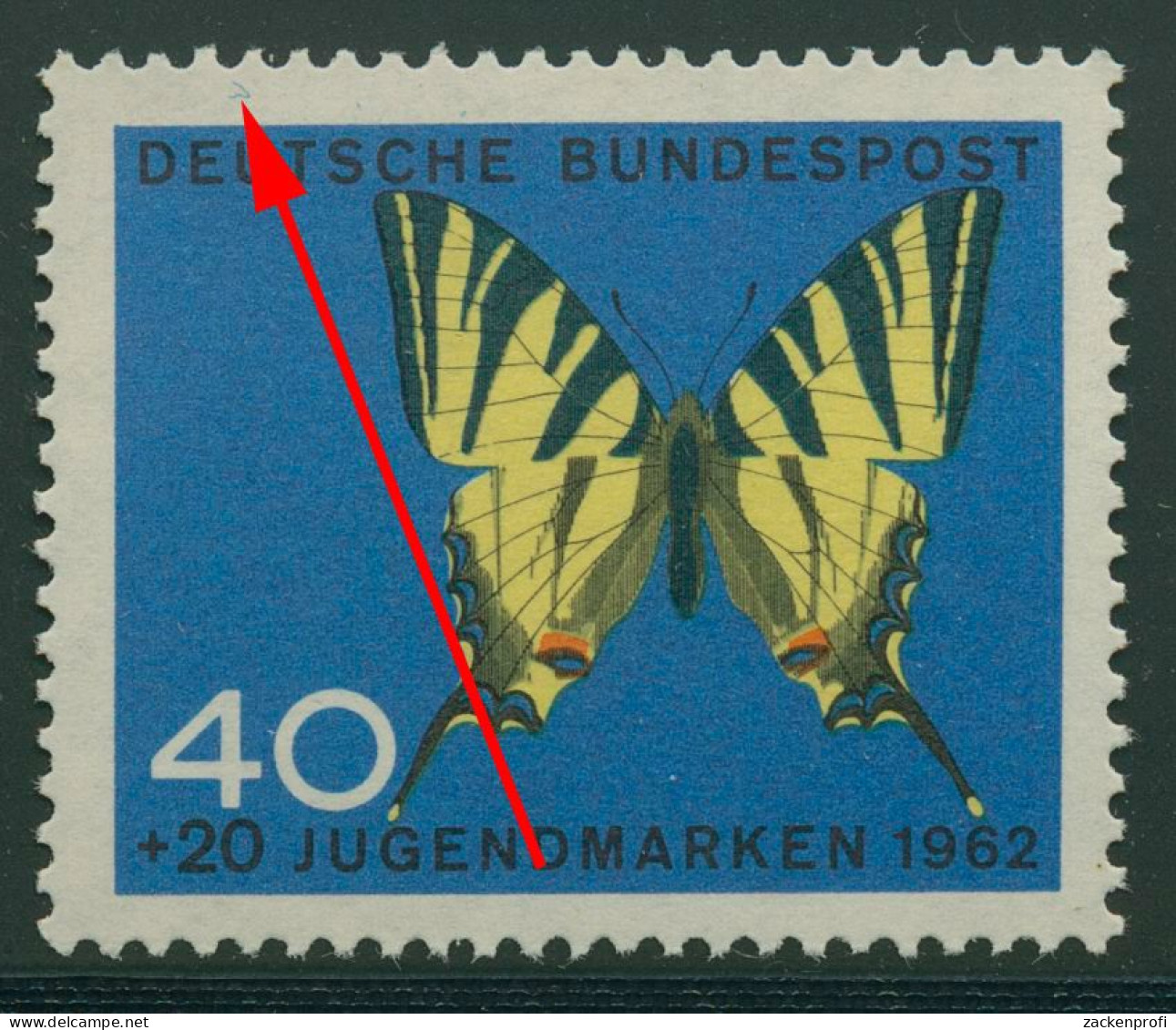 Bund 1962 Jugend Schmetterlinge Mit Plattenfehler 379 II Postfrisch - Errors & Oddities